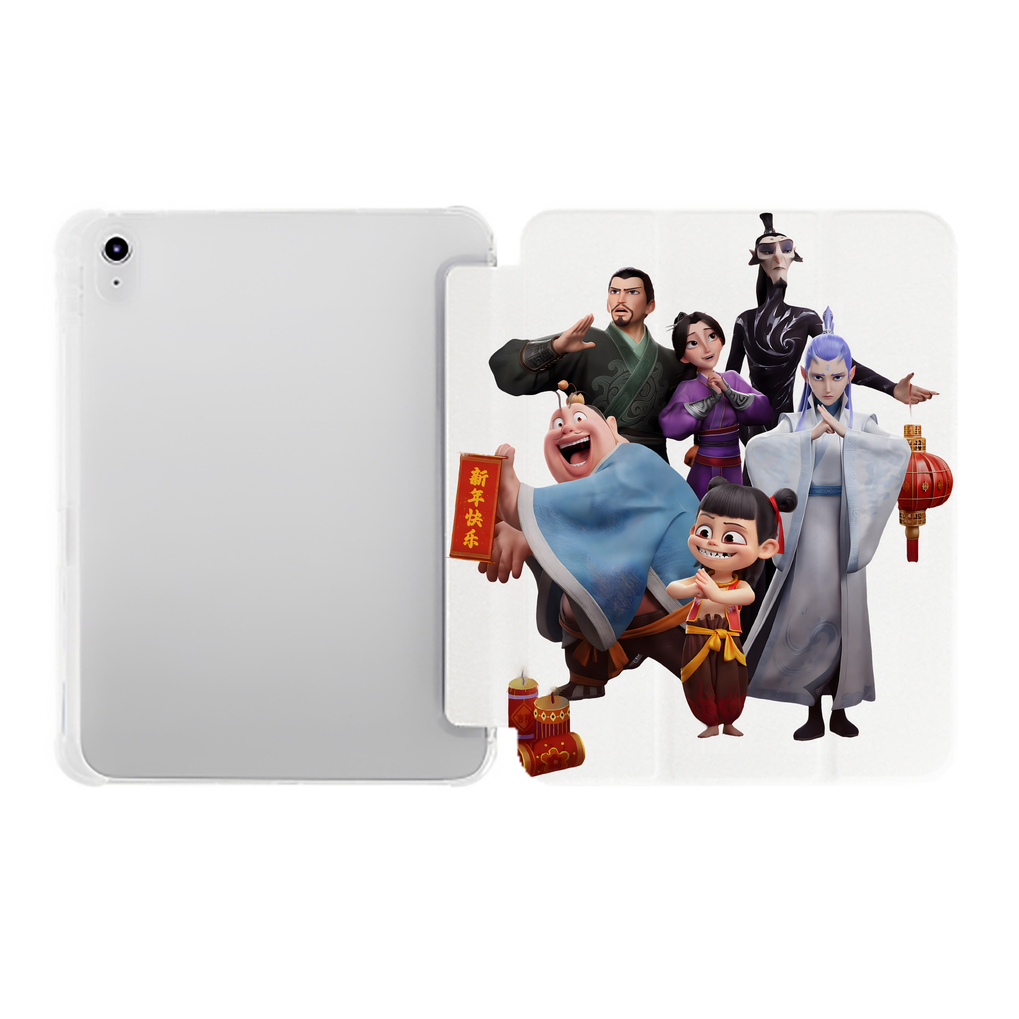 （画像用） Ne Zha 2 ナタ 魔童の大暴れ IPad ケース ペン収納付き 三つ折りスタンド PUレザー×シリコン 対応機種9.5/10.5/10.9インチ